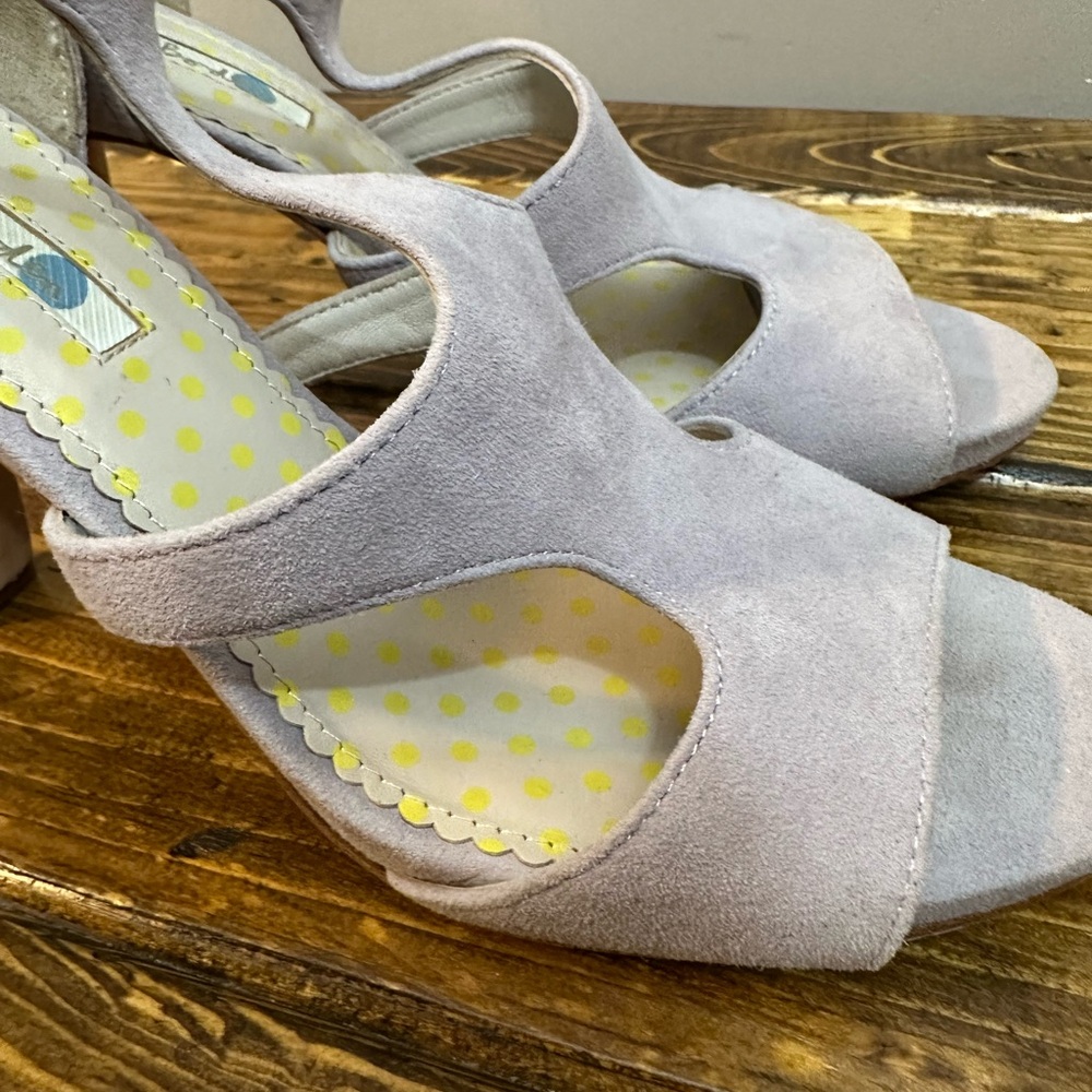 Boden Eva lavender suede leather heeled peep toe cutout shoe EU 39 - Picture 11 of 11